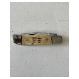 UNMARKED 2 BLADE/BONE HANDLE POCKET KNIFE