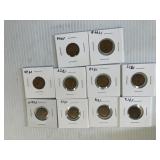 10 OLD WHEAT CENTS: 1912,16,19,20,23,27,29,30,44D