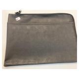 BLACK VINYL ZIPPER BAG W/ OUTSIDE POCKET, NEW