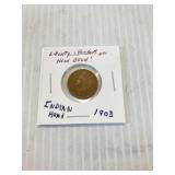 1903 INDIAN HEAD CENT 'LIBERTY' ON HEADBAND