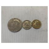 3 DOLLARS: 1976D IKE, 1979 ANTHONY, 2000P SACAGAWE