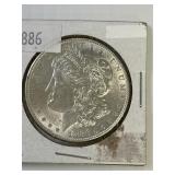 1886  MORGAN SILVER DOLLAR AU BU