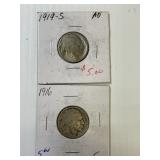 1916, 1919-S BUFFALO NICKEL