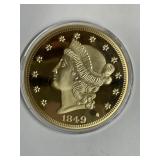 1849 $20 GOLD TRIBUTE