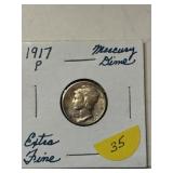 1917P MERCURY DIME