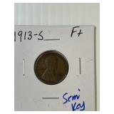 1913-S WHEAT PENNY SEMI-KEY
