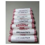 7 ROLLS 2009 LINCOLN CENTS, UNCIR BIRTH P, FORM D,