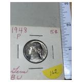 1948 JEFFERSON NICKEL GEM BU