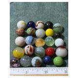 25-MIXED VINTAGE MARBLES, 3./8"-5/8"