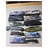 12-DIFFERENT-SIZED POCKET KNIVES, 6 W/ BOXES