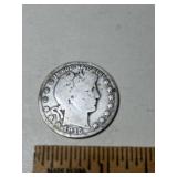 1915 BARBER HALF DOLLAR COIN, 90%SILVER/10% COPPER