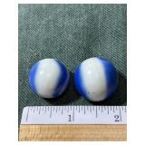 2-*BLUE & WHITE SWIRL MARBLE SHOOTERS, 1"
