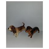 2 Bone China Dog Figurines, Dachshund & Basset Hou