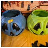 Two Plastic Pumpkin Lantern Buckets Trick Or