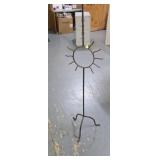 Curled Wrought Iron Sun Floor Candelabra VTG