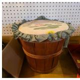 Vintage Wooden Basket With Frog Motif Lid