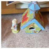 Vtg Figurine and Colorful Decorative Birdhouse