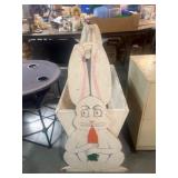 Vtg Wooden Bunny Planter with Painted Designs