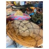 Handwoven Basket and Straw Hat Lot