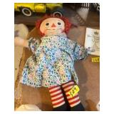 Raggedy Ann Cloth Doll with Floral Dress