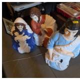 Three-Piece Nativity Set, Painted Figures Light