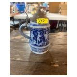 Ceramic Beer Stein With Pewter Lid