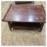 Two-tier mahogany side table Mersman? Casters