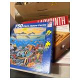 Jigsaw Puzzle and Wooden Labyrinth Game