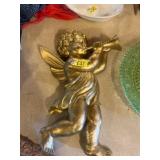 Gold-Colored Angel Wall Decor by Syroco