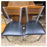 Vintage lot of 2 silver with black seats wood back