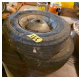 Two Metal-Rimmed Rubber Wheels