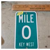 Key West Mile 0 Aluminum Sign