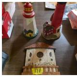 Lighthouse Figurines and Birdhouse Decor