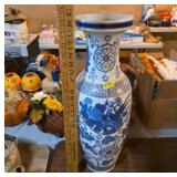 Blue and White Ceramic Vase with Floral Motif 24
