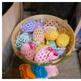 Basket of Crochet-Wrapped Decorative Eggs