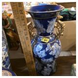 Blue and White Ceramic Vase 15 inches tall