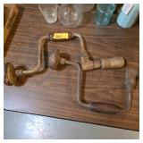 VINTAGE MANUAL HAND CRANK DRILLS WOODEN HANDLES