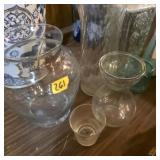 Lot of miscellaneous glass bottles, vases