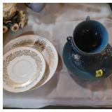 Decorative Plates and Blue Teacup Set