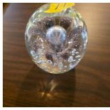 Clear Glass Art Paperweight With Bubbles