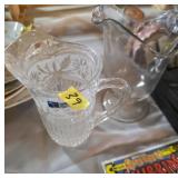Two Glass Pitchers, One Lead Crystal