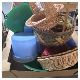 Box lot of Tupperware, baskets and more