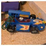 Vintage Electric Blue Slot Car Toy