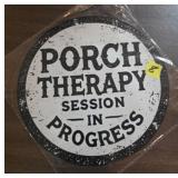 Round Porch Therapy Metal Sign