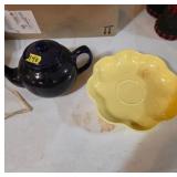 Ceramic Teapot and Yellow Dish