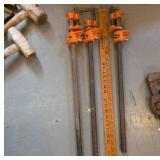 3 Vintage Orange Pipe Clamps