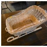 Woven Wicker Miniature Sled Basket