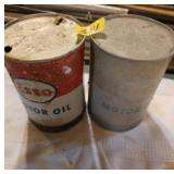Two Vintage Esso Motor Oil Cans