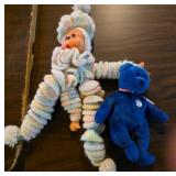 Clown Doll and Blue beanie baby