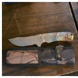 Fixed-Blade Knife with Camo Sheath